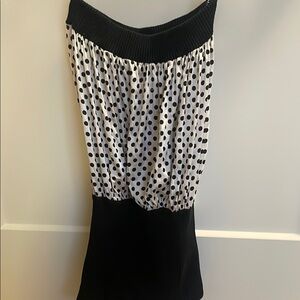 Bebe Polka Dot Black and White Stretch waist top